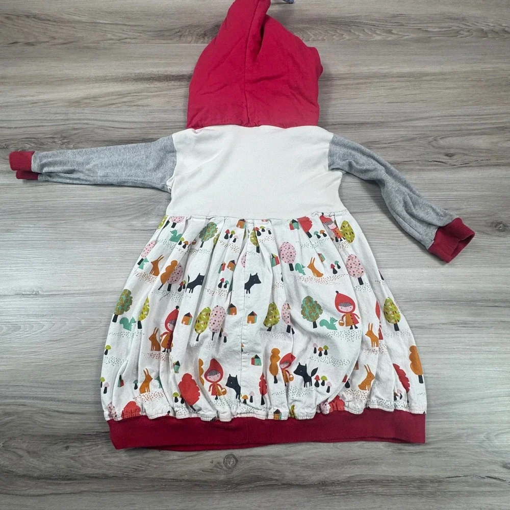 Kids Little Red Riding Hood Dress Hooded Forest Critters Print Size 4T/5T no tag - Picture 8 of 10